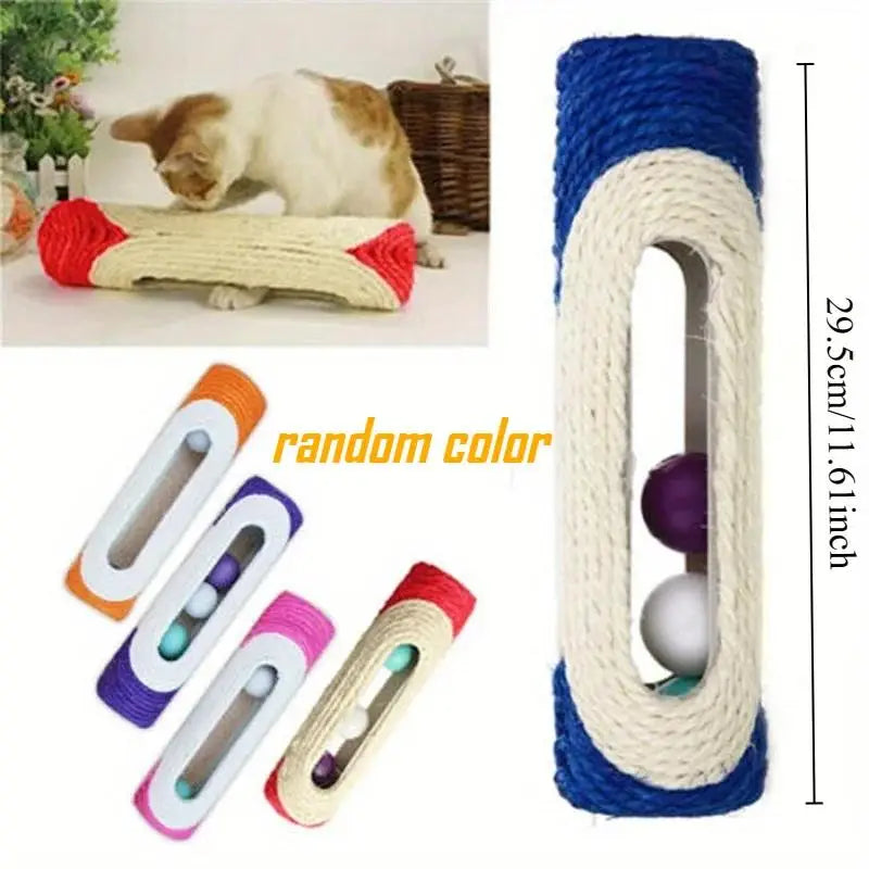 Cat Sisal Scratching Post with Rolling Balls & Feather Toy Cat Scratching Toy Axl Random color 1 Pcs