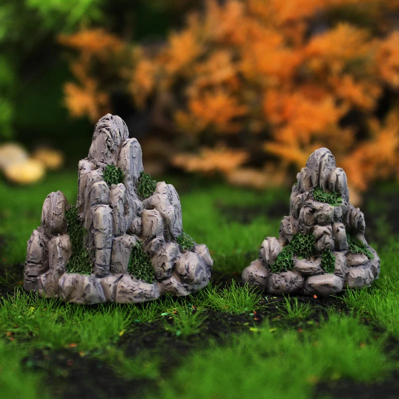 Mini Mountain Resin Rock – Aquarium, Bonsai & Fairy Garden Decor Miniature Garden Ornament Axl