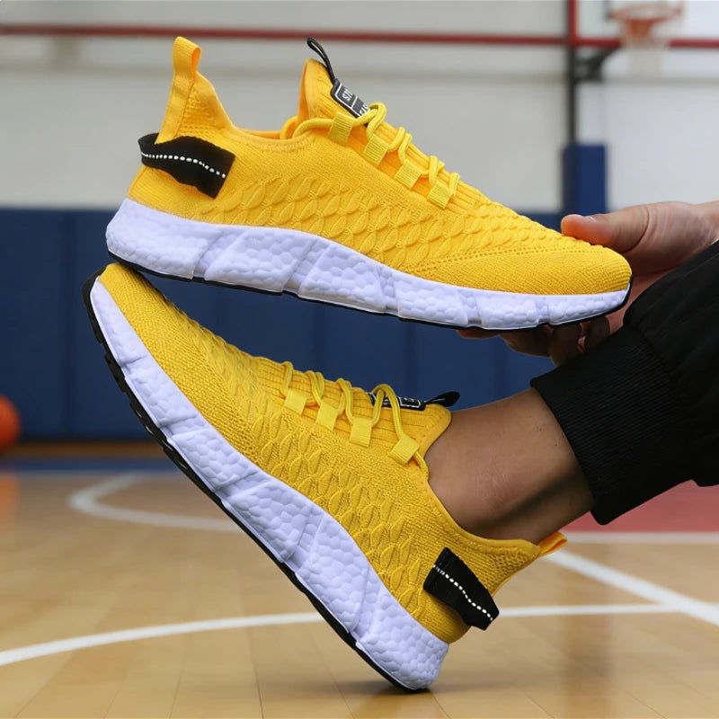 Men's Yellow Knit Running Sneakers – Lightweight & Breathable Men's Running Sneakers Axl