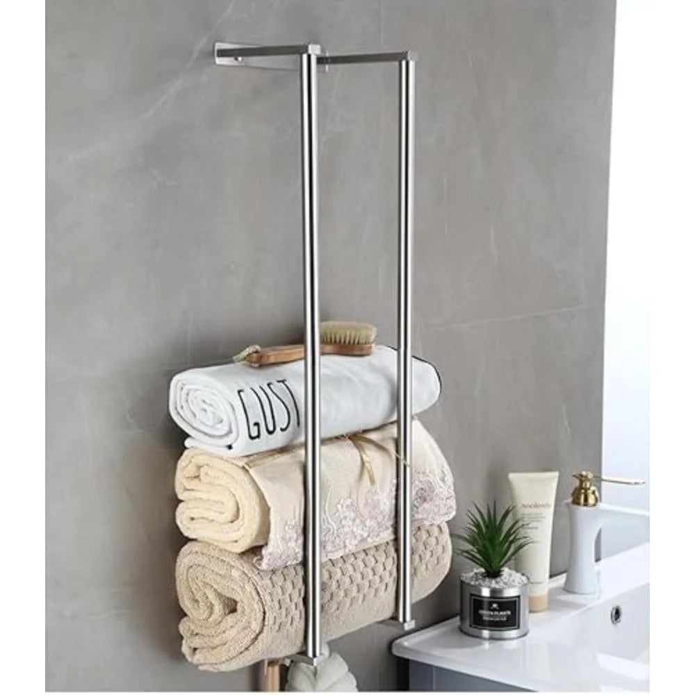 Wall-Mounted Stainless Steel Towel Rack for Rolled Towels Wall Towel Rack Axl Silver