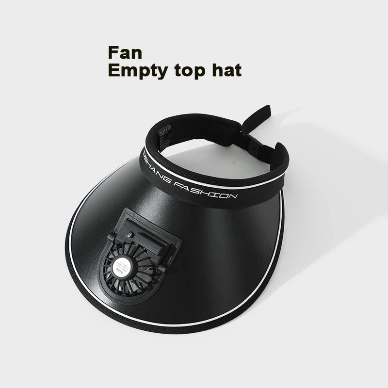 Wide Brim Fan Hat – 3-Speed Cooling Cap with Chin Strap Fan Brim Hat Axl