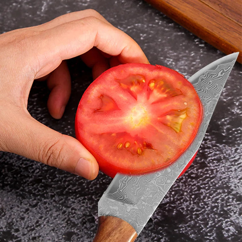 Damascus Steel Kitchen Knife | Sharp Wood Handle – InLeung Damascus Kitchen Knife Axl