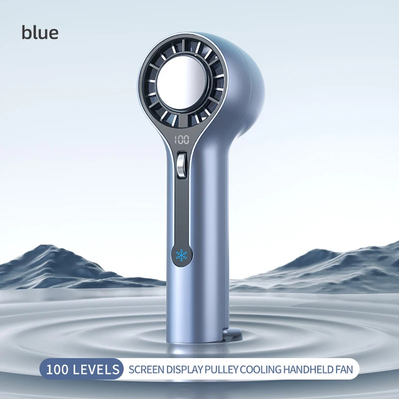 BALASHOV Handheld Fan 3000mAh USB Rechargeable with Display Handheld Cooling Fan Axl Blue