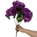 Silk Hydrangea Bouquet – 5-Head Artificial Flower Stem 45cm Artificial Flower Stem Axl PURPLE