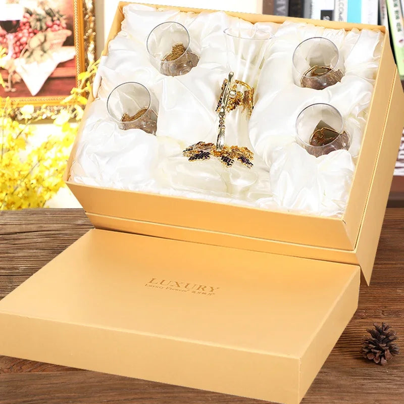 Enamel Crystal Wine Glass & Decanter Set | Gift Box Crystal Wine Glass Set Axl 201-300ml Style 11