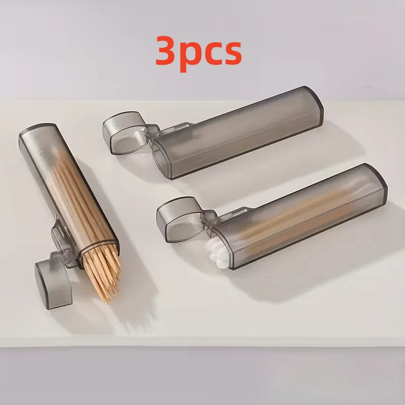 3-Pack Portable Toothpick & Cotton Swab Holder – Travel Box Travel Storage Box Axl 3pcs