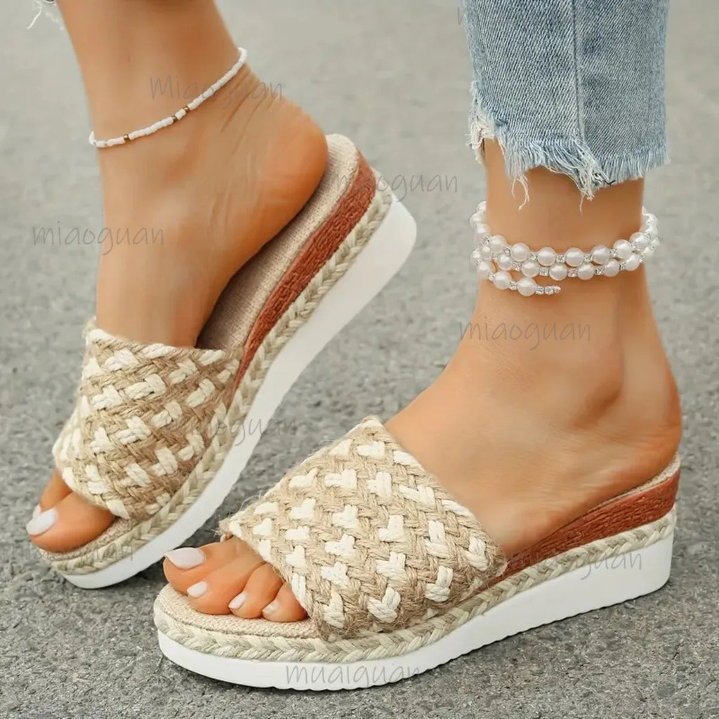Women's Boho Woven Wedge Platform Sandals – Sizes 36–43 Wedge Platform Sandals Axl