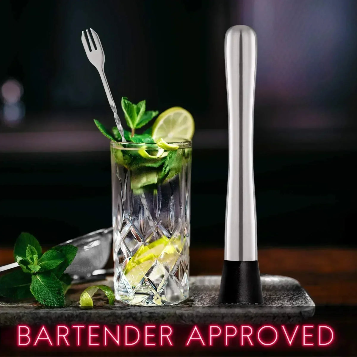 Stainless Steel Cocktail Muddler & Mixing Spoon Bar Tool Set Cocktail Bar Tool Set Axl
