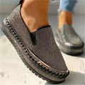 Women's Rhinestone Platform Flat Shoes – Slip-On Casual Style Platform Flat Shoes Axl black 43