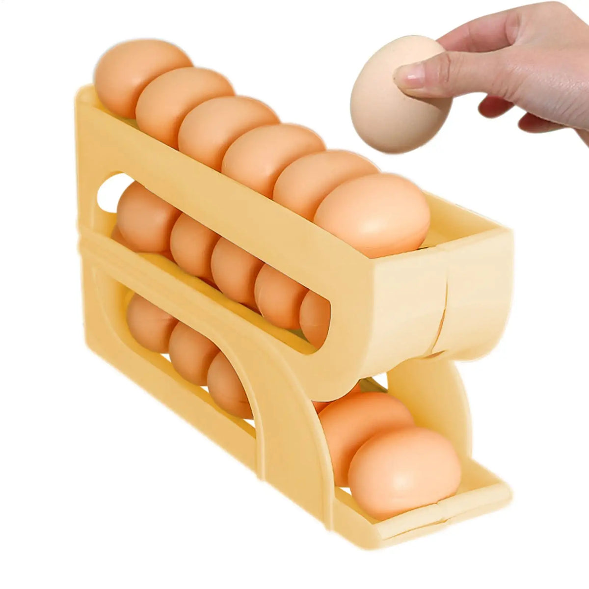 Automatic Rolling Egg Holder for Fridge – 3-Tier Rack Organizer Egg Storage Rack Axl