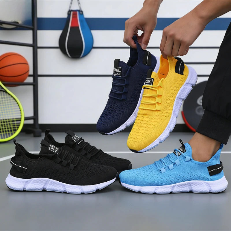 Men's Yellow Knit Running Sneakers – Lightweight & Breathable Men's Running Sneakers Axl