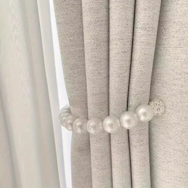 Pearl Magnetic Curtain Holdback Strap – No-Drill Luxury Tie Curtain Holdback Strap Axl 25CM white