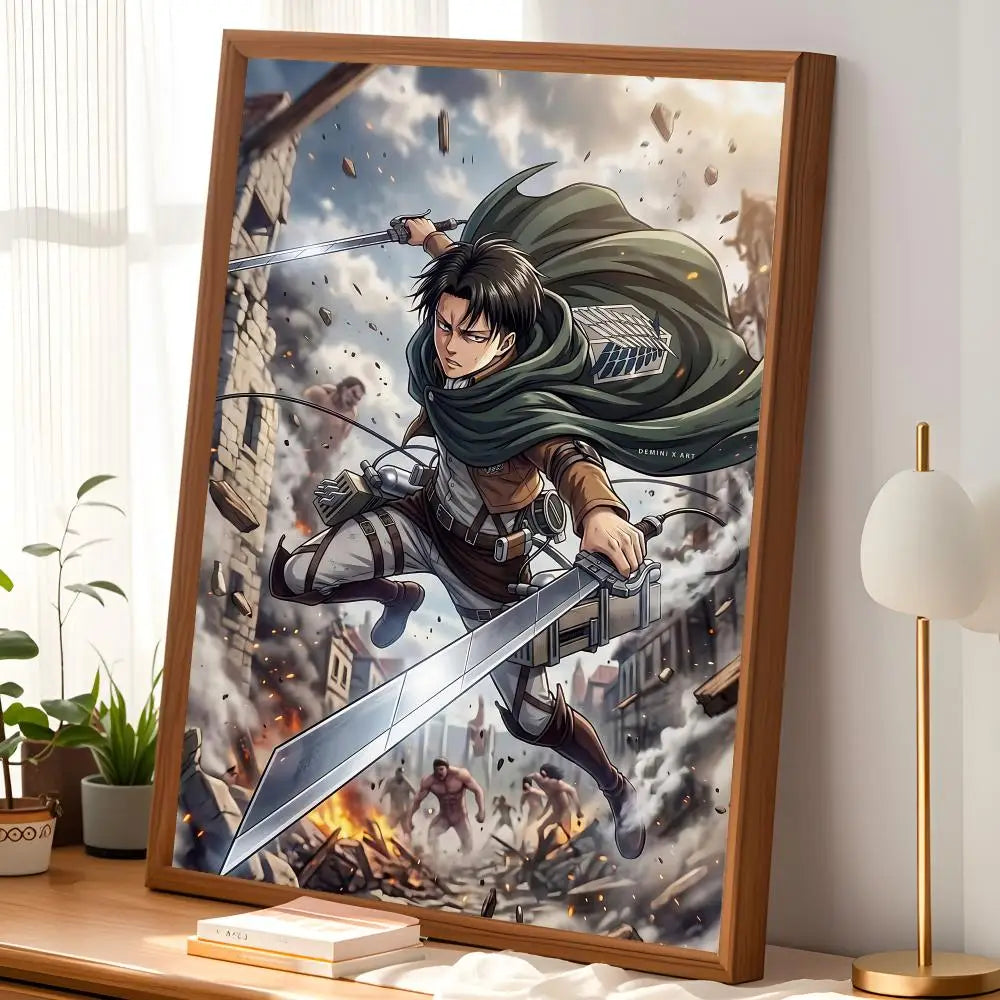Levi Ackerman Anime Wall Poster – Self-Stick HD Waterproof Art Anime Wall Poster Axl