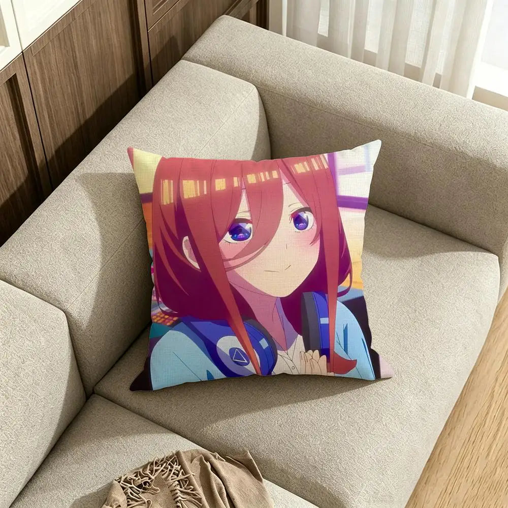 Miku Nakano Waifu Linen Cushion Cover – Anime Pillowcase Anime Cushion Cover Axl