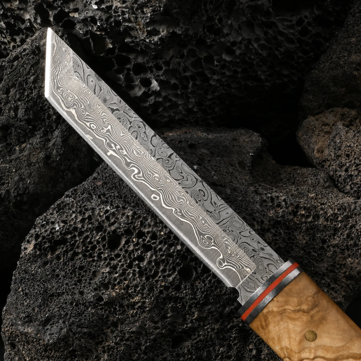 PLYS Damascus Steel Chef Knife – 9.5" Wood Handle Carving Knife Damascus Chef Knife Axl