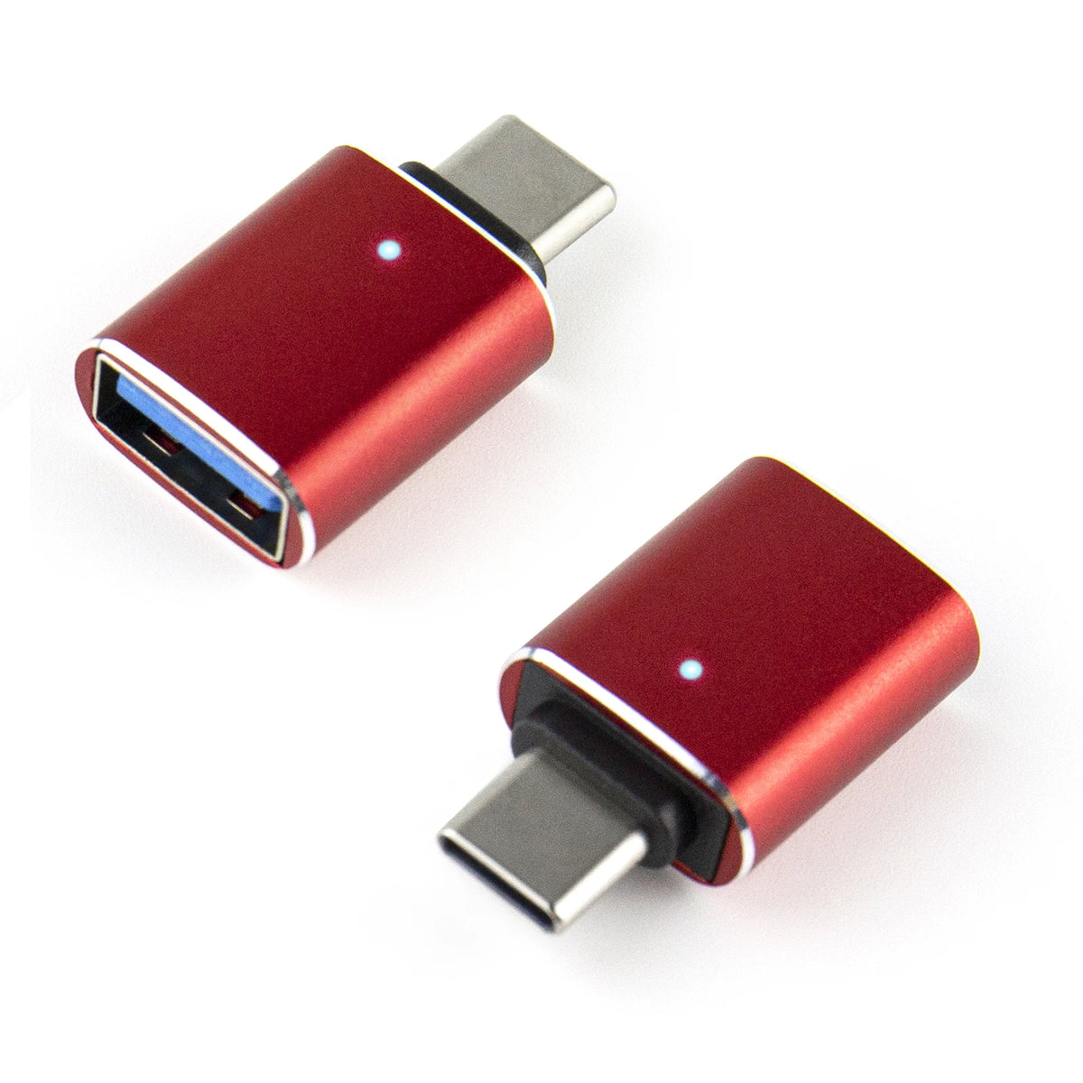 USB-C to USB-A OTG Adapter with LED | Type-C Converter USB OTG Adapter Axl red