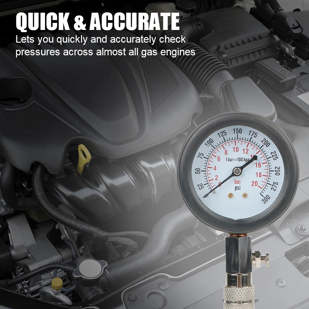 Engine Compression Tester Kit 0-300 PSI | M10 M12 M14 M18 Compression Tester Kit Axl