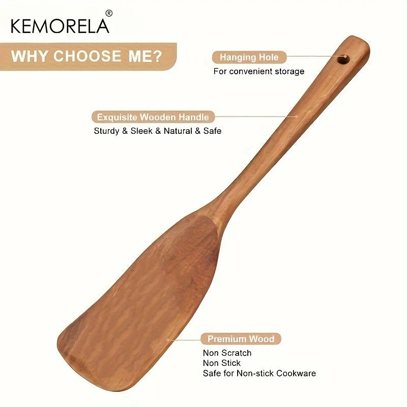KEMORELA Acacia Wood Spatula Set – Food-Safe Kitchen Utensils Wooden Spatula Set Axl