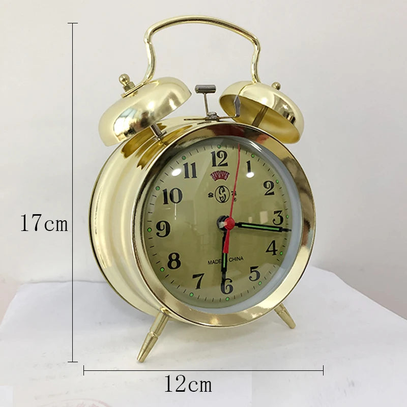 Vintage Mechanical Alarm Clock – Gold Retro Metal Desk Clock Mechanical Alarm Clock Axl H
