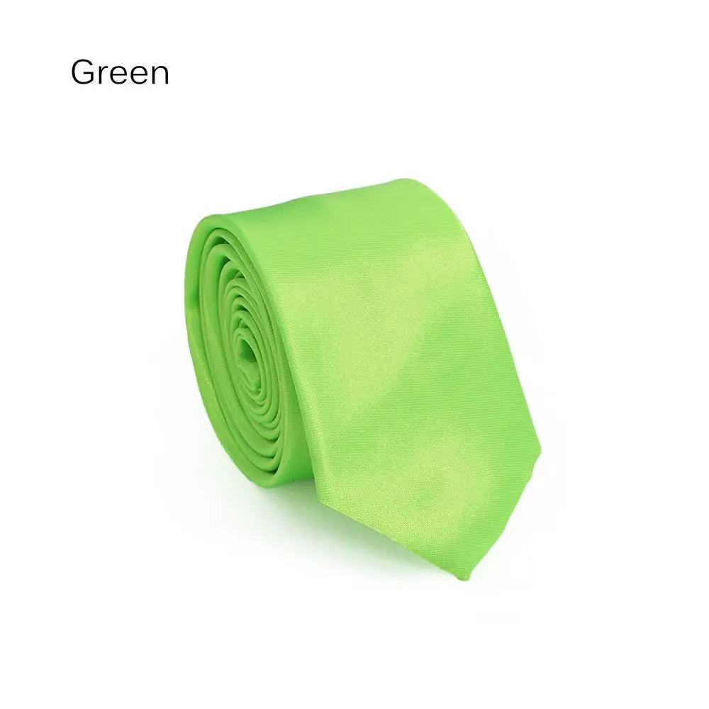 Men's Slim Solid Skinny Necktie – Faux Silk Wedding & Party Tie Men's Necktie Axl green