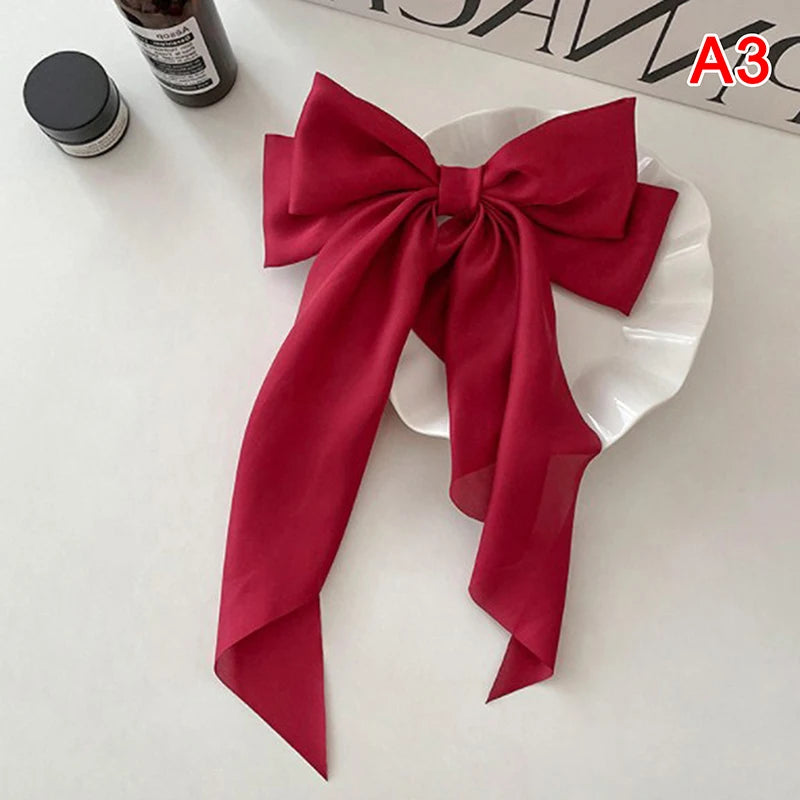 Satin Bow Hair Clip – Elegant Ribbon Barrette for Women Bow Hair Barrette Axl Red