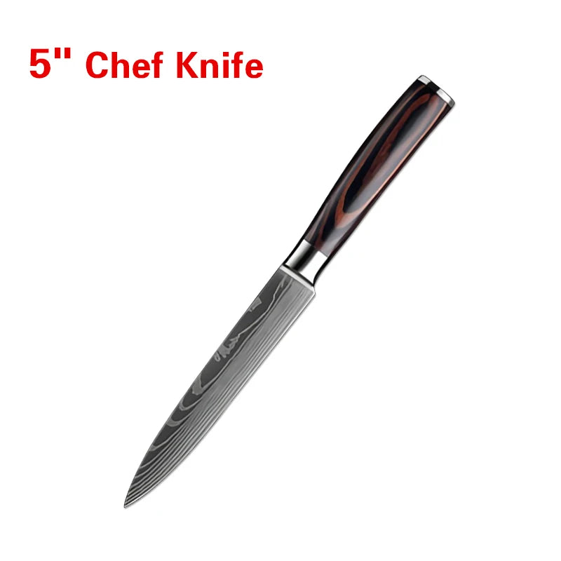 InLeung Damascus Chef Knife – Sharp Wood Handle Kitchen Knife Damascus Chef Knife Axl 5 inch chef knife