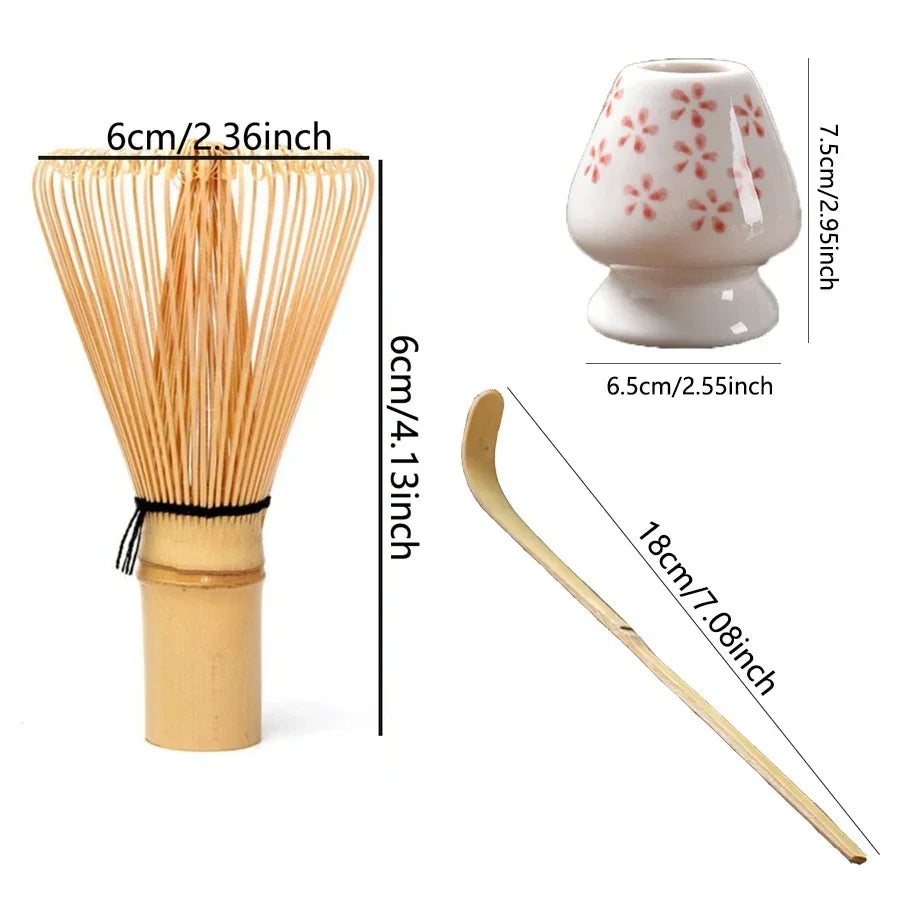 3-Piece Bamboo Matcha Set – Whisk, Scoop & Stand | Tea Kit Matcha Tea Set Axl