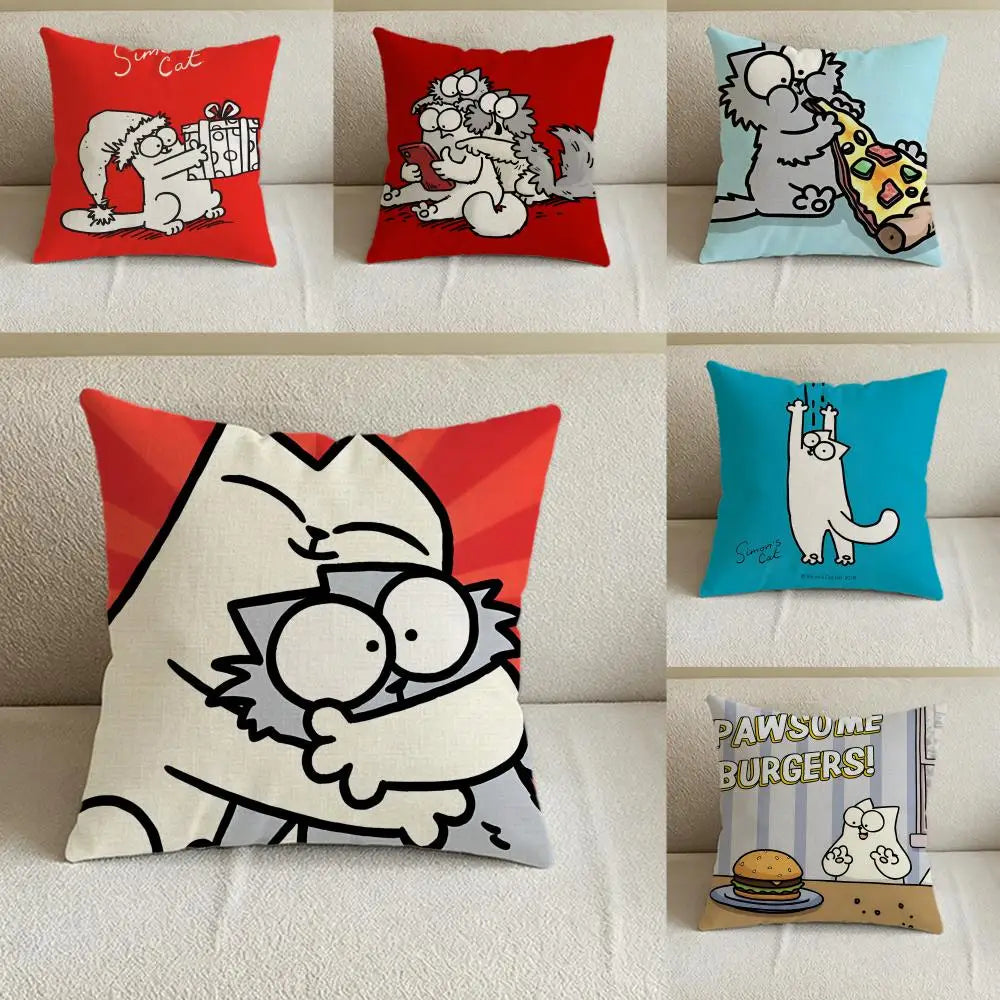 Natural Linen Cushion Cover – Simon's Cat Print | 6 Sizes Decorative Cushion Cover Axl