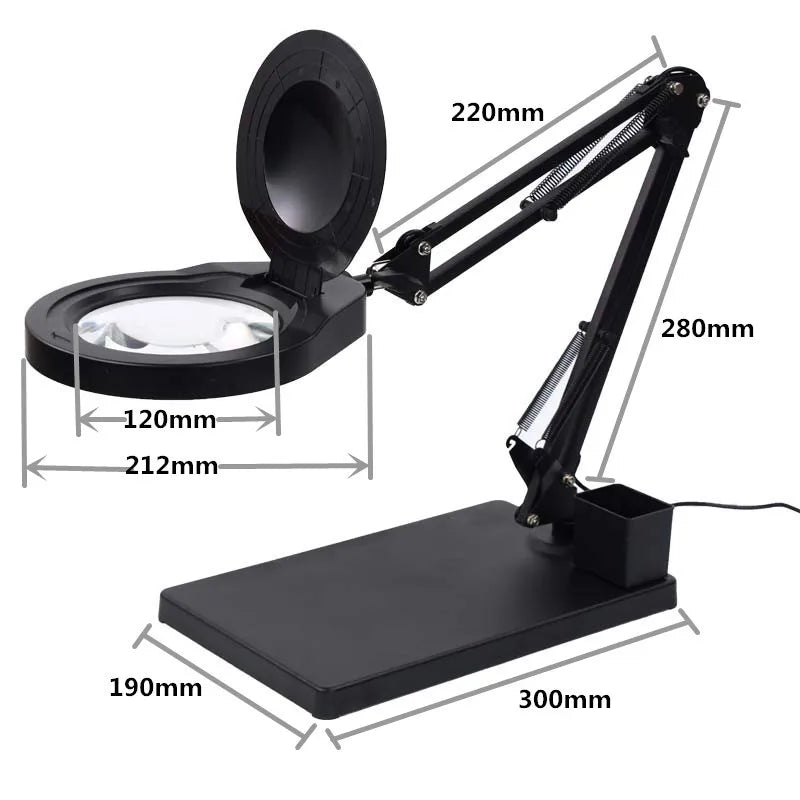 Desktop Magnifying Glass – 80 LED Lights, Adjustable Brightness Illuminated Magnifier Axl