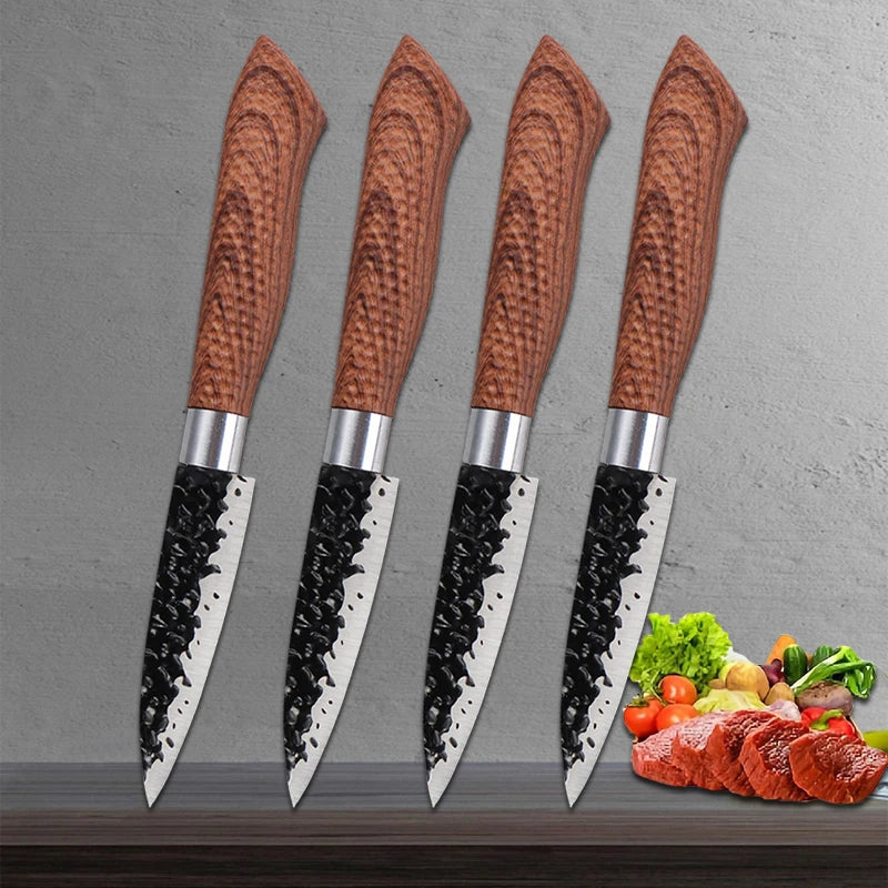 Stainless Steel Paring Knife Set – Hammer Textured Blade Kitchen Knife Set Axl