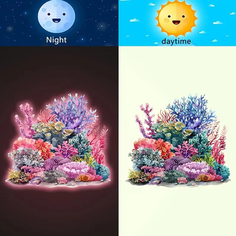 Glow-in-the-Dark Coral Reef Toilet Sticker – Luminous Wall Decal Wall Decal Sticker Axl