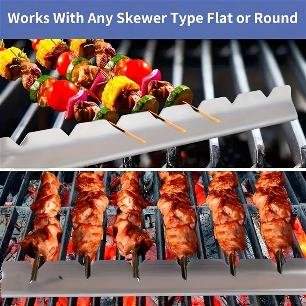 2-Pack Stainless Steel Kebab Rack & Skewer Holder for BBQ BBQ Skewer Rack Axl