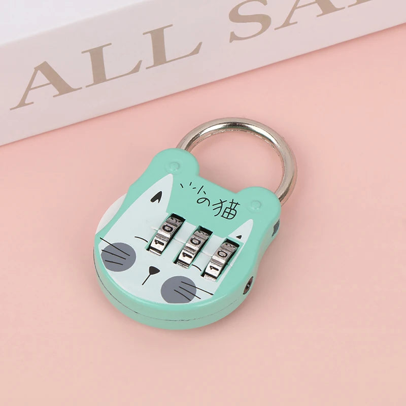 Cute Cat Mini Combination Lock – Luggage, Drawer & Dorm Combination Padlock Axl Green