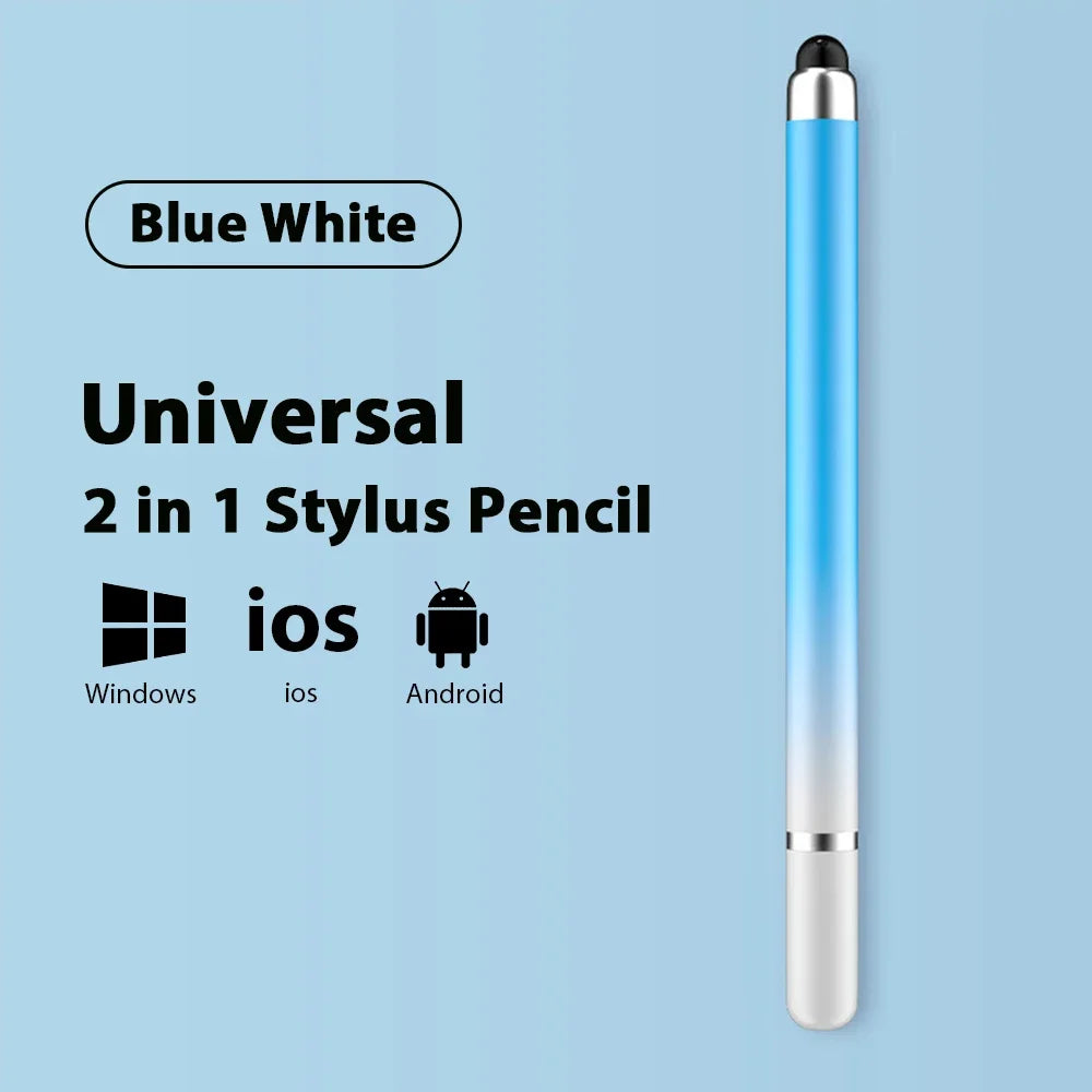 Universal 2-in-1 Stylus Pen – Disc & Silicone Tip for iPad & Tablet Tablet Stylus Pen Axl Blue White
