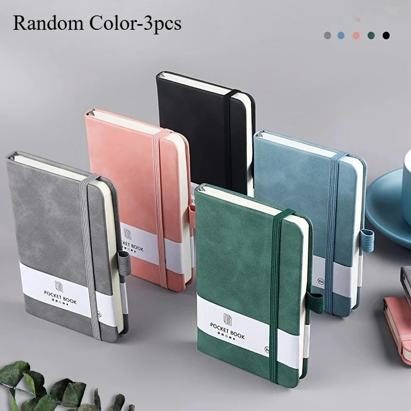 3-Pack A7 Pocket Notebooks – 100 Sheets, Elastic Closure Pocket Notebook Set Axl Random Color-3pcs