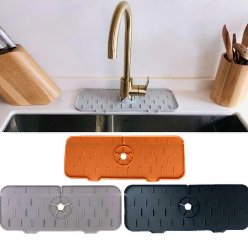 Silicone Faucet Mat – Sink Splash Guard & Countertop Draining Pad Silicone Sink Mat Axl