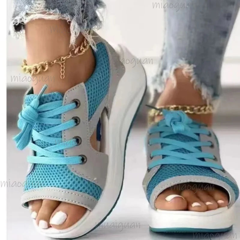 Women's Lace-Up Wedge Sandals – Roman Gladiator Thick Sole Wedge Sandals Axl