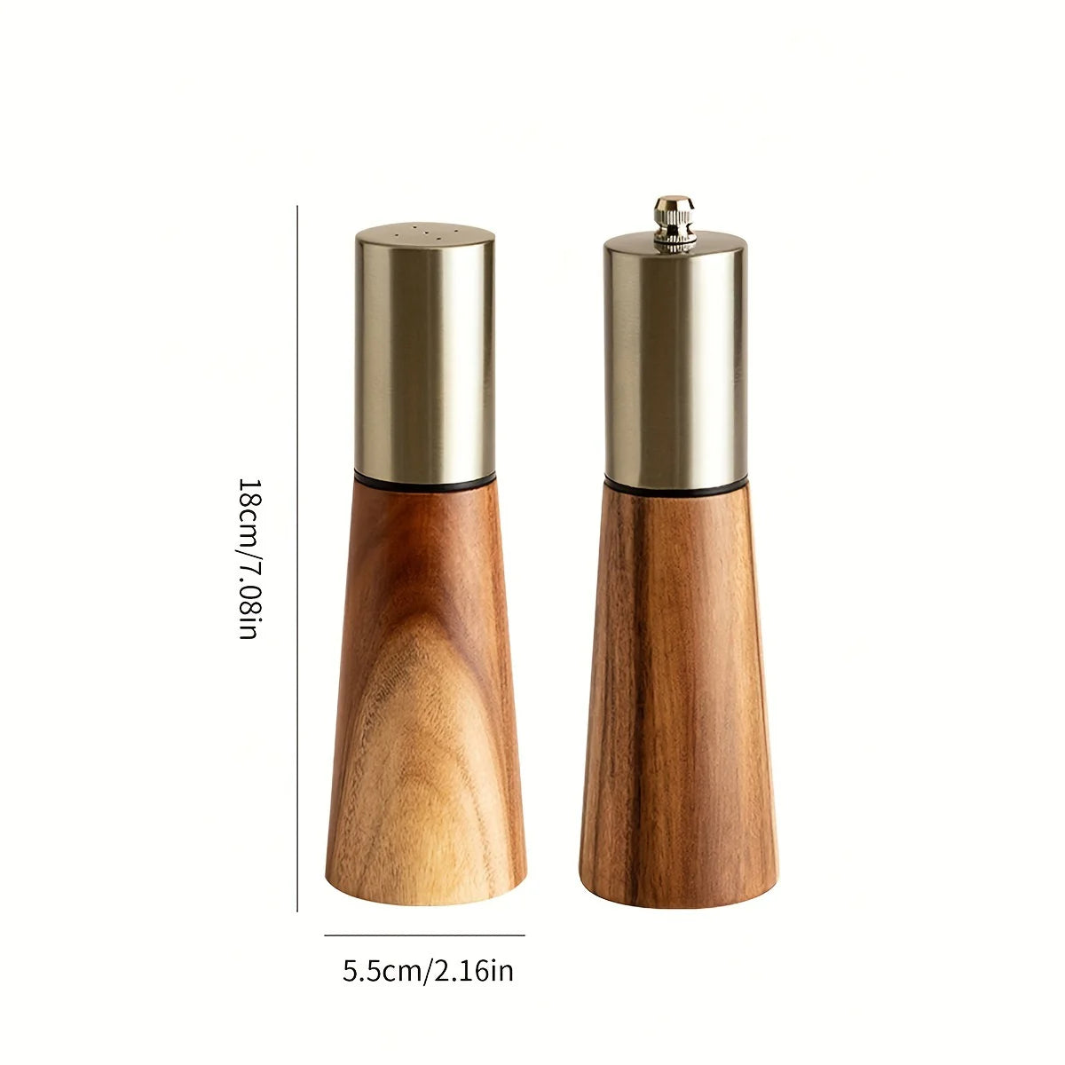 Leeseph 2PC Acacia Wood Salt & Pepper Grinder Set | Ceramic Core Salt & Pepper Mill Set Axl