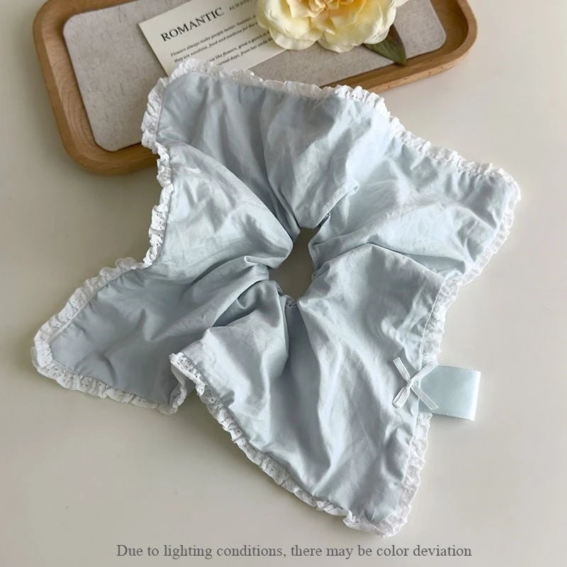 Women's Light Blue Hair Scrunchie – Korean Minimalist Hair Tie Hair Scrunchie Axl square-1pcs