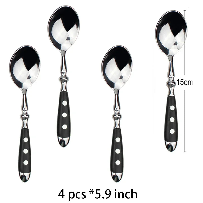 Western Stainless Steel Cutlery Set – Knives, Forks & Spoons Cutlery Flatware Set Axl 4 Pc tea spoon