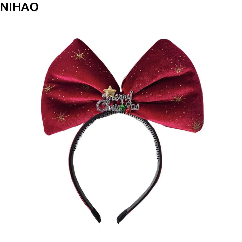 Sequin Christmas Headband – Red Bowknot & Star Hair Hoop Christmas Headband Axl