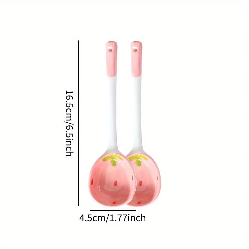 Ceramic Strawberry Spoons Set 2/4/6Pcs | KEMORELA Tableware Ceramic Spoon Set Axl 2PCS