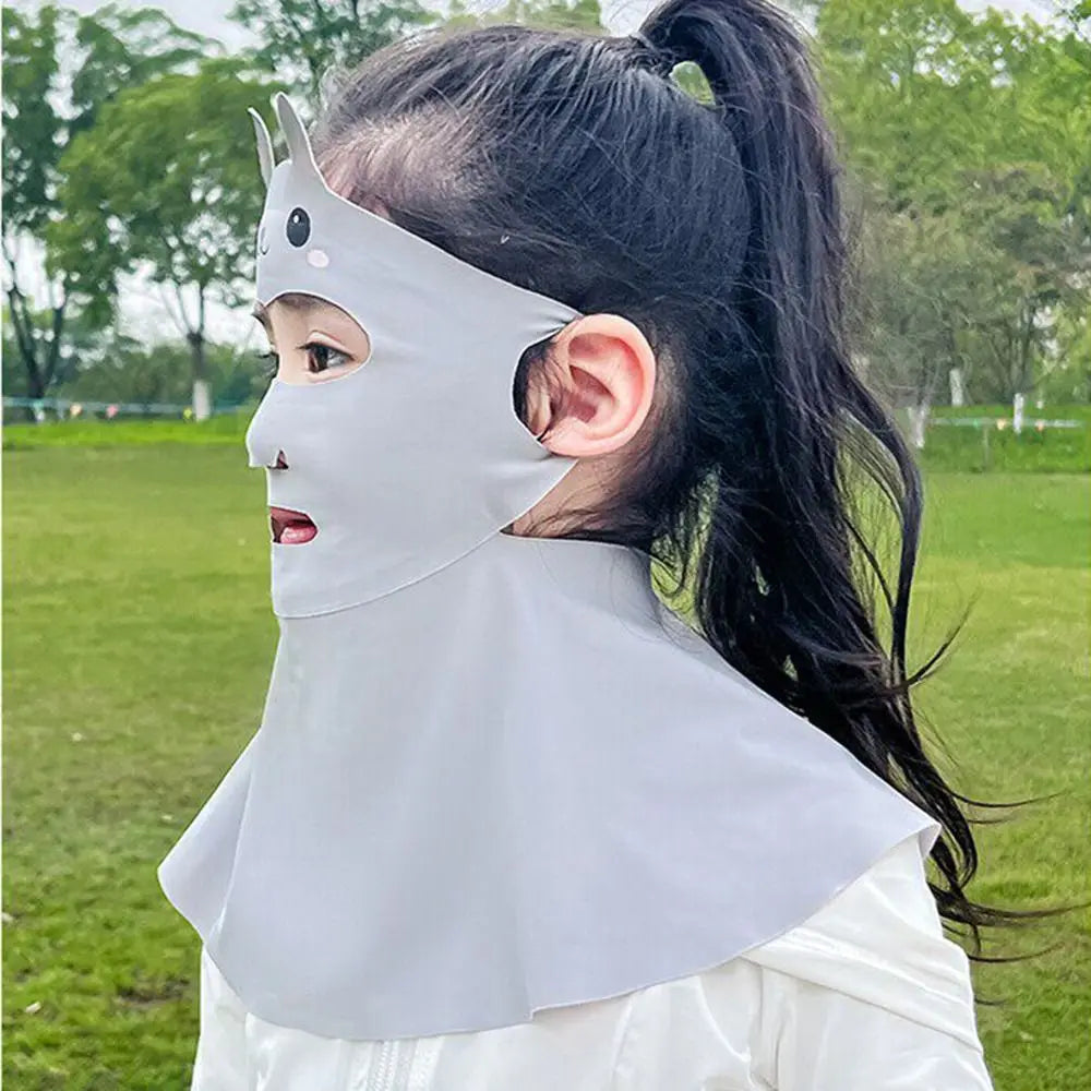 Kids Rabbit UV Face Mask UPF 50+ Cooling Ice Silk Neck Shield Kids Sun Mask Axl