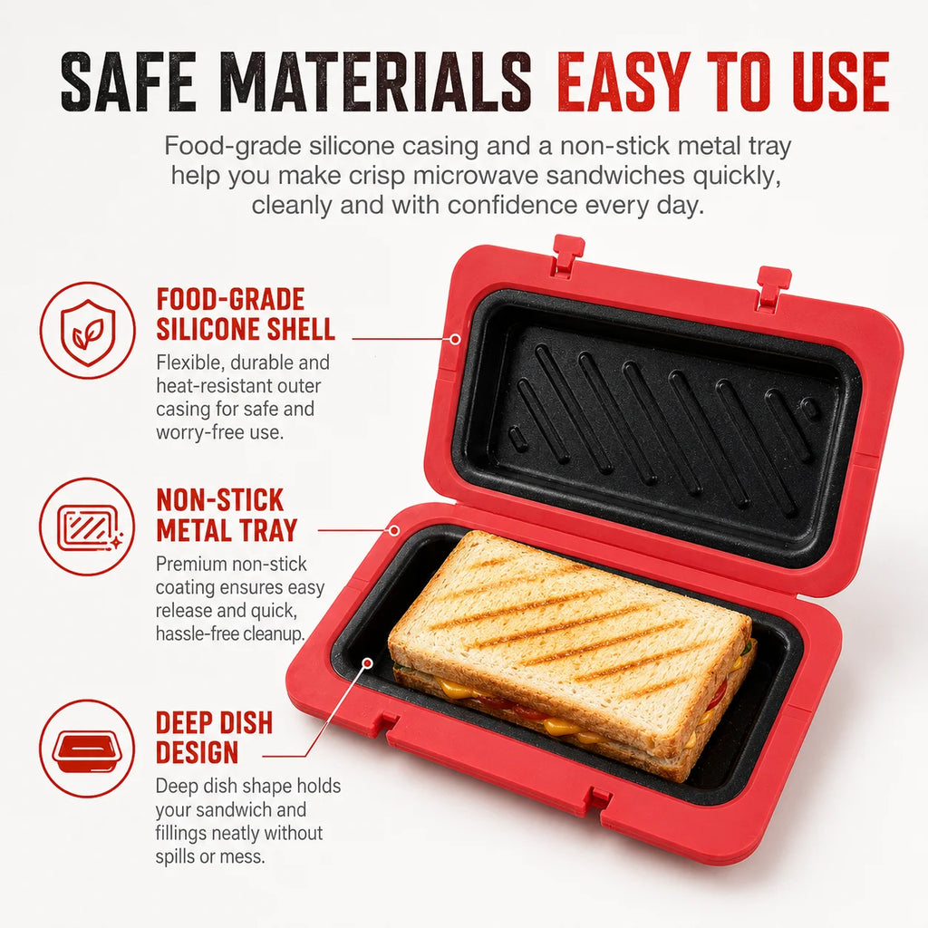 Microwave Sandwich Grill Pan – Nonstick Panini Press Maker Sandwich Grill Pan Axl