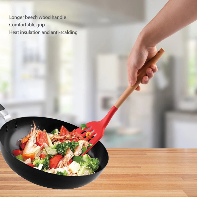 SHIBO Silicone Spatula Turner Set – Egg, Fish & Slotted Shovel Silicone Spatula Set Axl