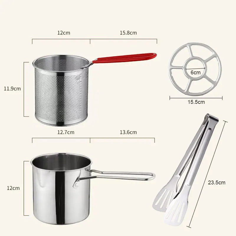 Stainless Steel Deep Fryer Pot with Strainer – Japanese Tempura Deep Fryer Pot Axl