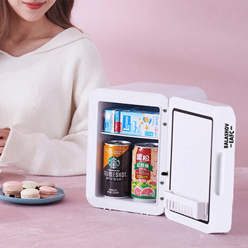 4L Mini Makeup Fridge with LED Mirror | Portable Cosmetic Cooler Cosmetic Mini Fridge Axl