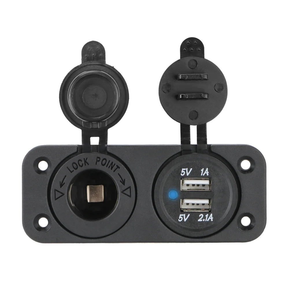 12–24V Dual USB Car Charger Socket Splitter | Car & RV USB Car Charger Axl black