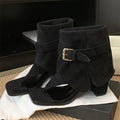 Women's Clip Toe Ankle Boot Sandals | Square Heel Buckle Strap Ankle Boot Sandals Axl Black 35