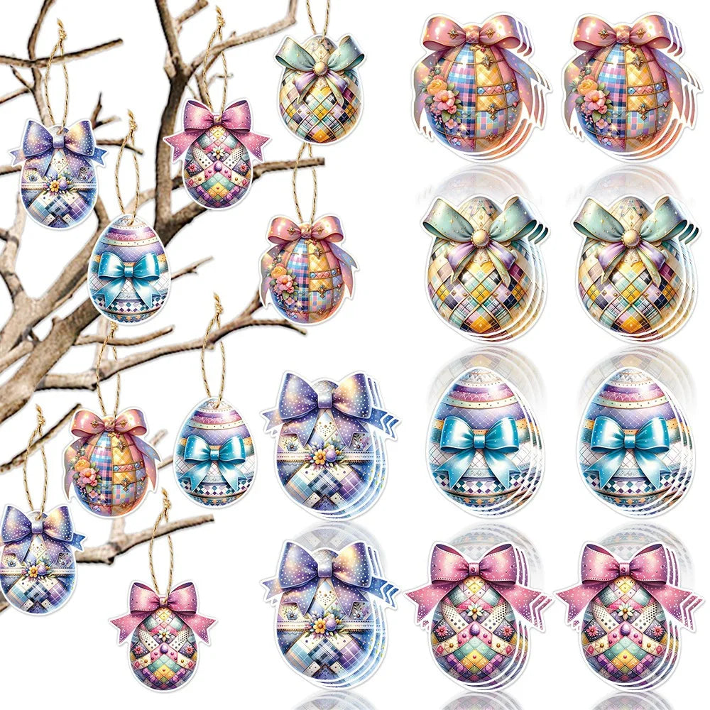 Multicolor Bow & Plaid Paper Ornaments with Rope – 10 Pack Paper Party Ornaments Axl
